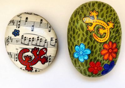 painted pebble - lizard